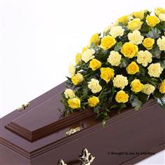 Rose and Carnation Casket Spray - Yellow 3ft