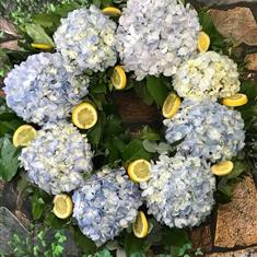 Hydrangea &amp; fresh lemon Wreath 