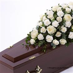 Rose and Carnation Casket Spray - White 3ft