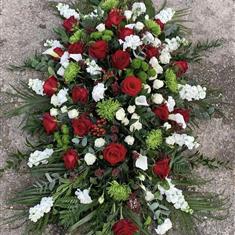 Red &amp; Green casket tribute 