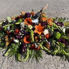 Orange, green &amp; purple casket 