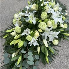 White lily &amp; rose casket tribute 