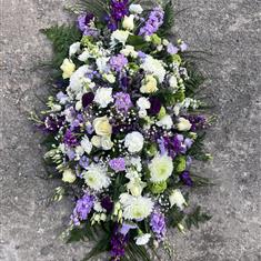 Purple and white casket 
