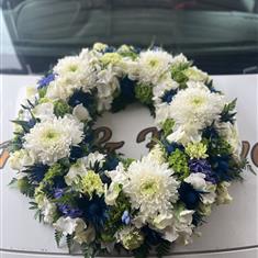 Large Blue white and green wreath 
