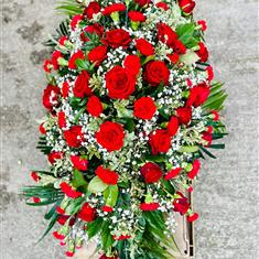 Red rose &amp; red Carnation casket 