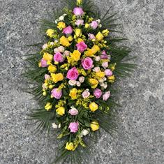 Pink &amp; Yellow rose casket 