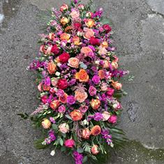 Peach, Cerise &amp; Orange Casket spray 