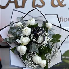 Elegant white peony handtied 