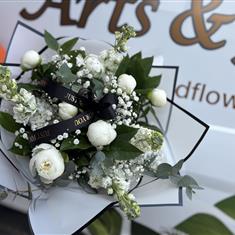 White stock &amp; peony handtied 