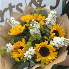 Sunflower &amp; stock handtied 