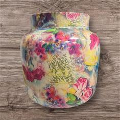 Large floral tin vase 