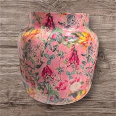 Pink botanical garden tin vase 