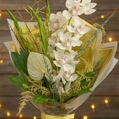 Elegant white orchid bouquet 