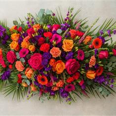 Cerise, Orange &amp; Purple Casket tribute 