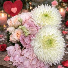 Leave it to the florist valentines - peaches pinks whites 