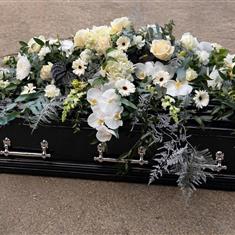 Black, white &amp; sliver casket tribute 