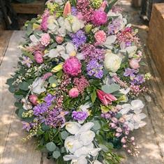 Cottage garden full casket spray 