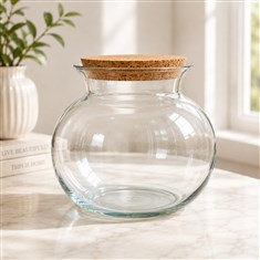 Glass bowl with cork lid 